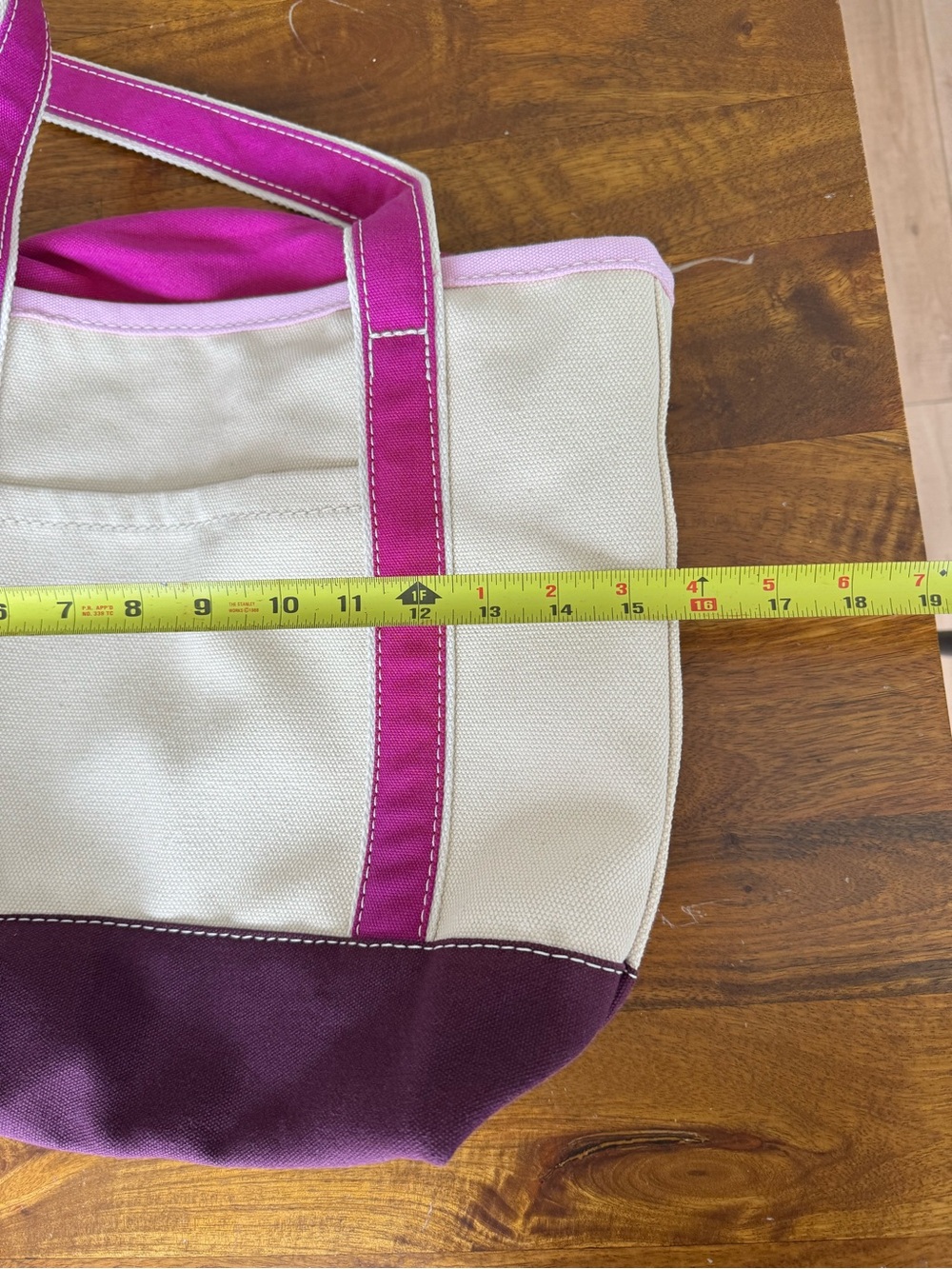 Lands End Canvas Zip Top Tote Bag Long Handle Purple Medium New Pockets Travel - Picture 2 of 10